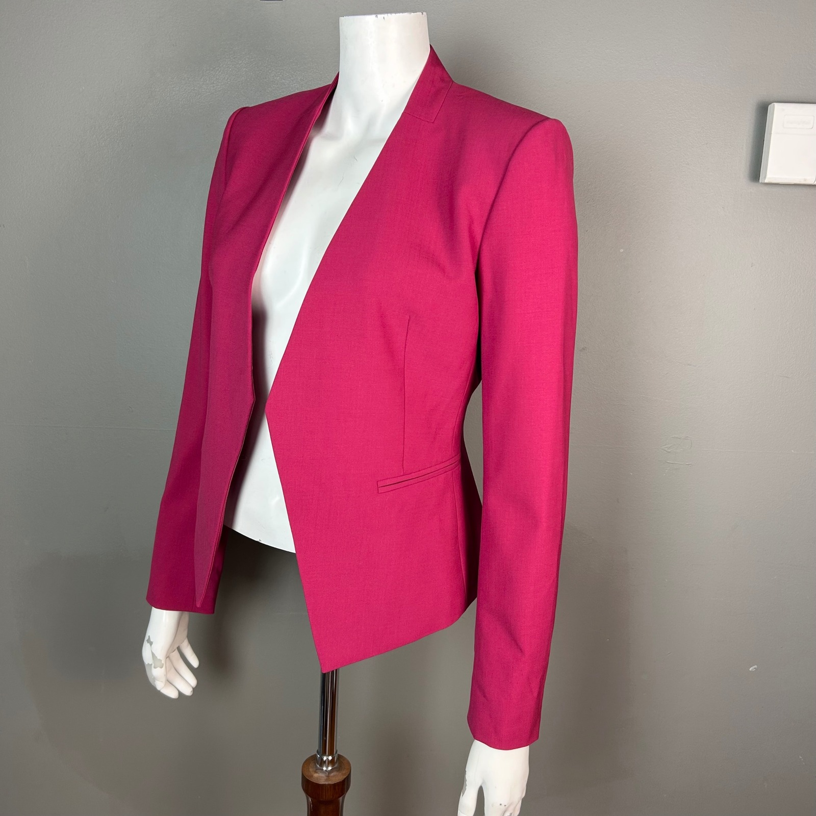 Theory Lanai Blazer Size 4 Stretch Wool Blazer Open Front Office Colorful Slim